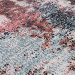 Loomed Blue Pink Multi Colour Abstract Machine Washable Soft Area Rug 280Cm X 380Cm - thumbnail 8