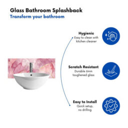 Warren Reed Designer Light Rose Marble Effect Glass Bathroom Splashback - thumbnail 3