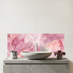 Warren Reed Designer Light Rose Marble Effect Glass Bathroom Splashback - thumbnail 1