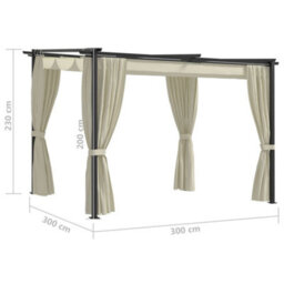 Berkfield Gazebo With Curtains 3X3 M Cream Steel - thumbnail 4