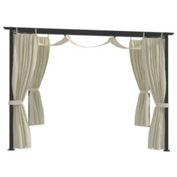 Berkfield Gazebo With Curtains 3X3 M Cream Steel - thumbnail 2