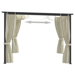Berkfield Gazebo With Curtains 3X3 M Cream Steel - thumbnail 3