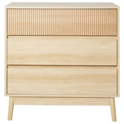 Wyld And Coco Novahome 3-Drawer Chest Light Brown Melamine With Pine Legs, W80 X D40 X H80Cm - thumbnail 1