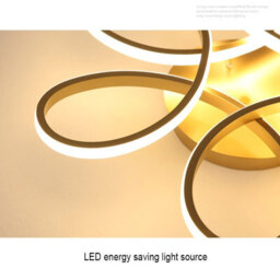 Living And Home Gold Modern 1 Light Curved Shape Acrylic Flush Mount Integrated Led Ceiling Light Fixture Dimmable 74Cm - thumbnail 5