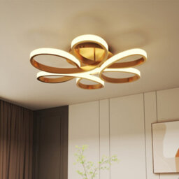 Living And Home Gold Modern 1 Light Curved Shape Acrylic Flush Mount Integrated Led Ceiling Light Fixture Dimmable 74Cm - thumbnail 3