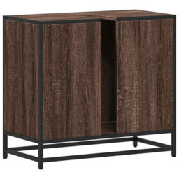 Berkfield Bathroom Sink Cabinet Brown Oak 65X33X60 Cm Engineered Wood - thumbnail 7