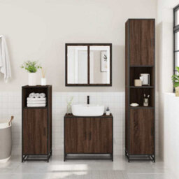 Berkfield Bathroom Sink Cabinet Brown Oak 65X33X60 Cm Engineered Wood - thumbnail 3