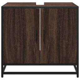Berkfield Bathroom Sink Cabinet Brown Oak 65X33X60 Cm Engineered Wood - thumbnail 5