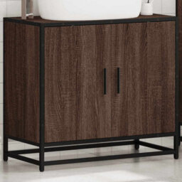Berkfield Bathroom Sink Cabinet Brown Oak 65X33X60 Cm Engineered Wood - thumbnail 4