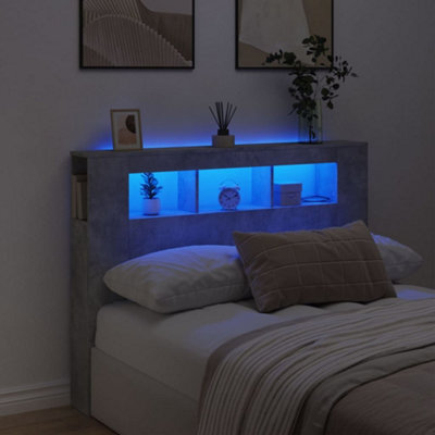 Berkfield Led Headboard Concrete Grey 140X18.5X103.5 Cm Engineered Wood - image 1