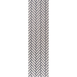 The Rugs Loft Navy And Ivory Herringbone Living Room Area Rug And Runners Soft Pile - thumbnail 9
