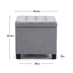 Hnnhome Pouffe Footstool Ottoman Storage Box,45Cm Cube Strong Wooden Frame Linen Seat Chair With Lids For Bedroom(Light Grey) - thumbnail 3