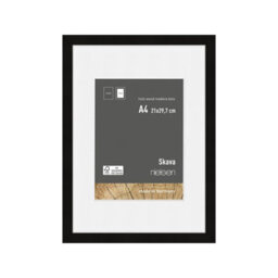 Nielsen Skava A4 Black Wooden Picture Frame With 15 X 20Cm Mount, Float Glass And Push/turn Clips