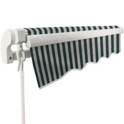 Sundaze 2 X 1.5M Manual Awning Retractable Garden Patio Canopy Sun Shade Shelter With Fittings And Crank Handle Green-White - thumbnail 4