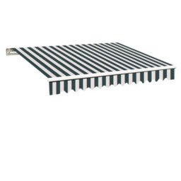 Sundaze 2 X 1.5M Manual Awning Retractable Garden Patio Canopy Sun Shade Shelter With Fittings And Crank Handle Green-White - thumbnail 2