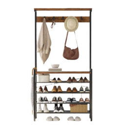 Modcraft Entryway Coat Rack Stand With Shoe Storage Shelves - Industrial Hallway Organiser - thumbnail 5