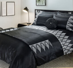 Duvet Cover And Pillowcase Set Black And Silver Sequence Luxury Design Polyester Bed Linen Black
