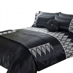 Duvet Cover And Pillowcase Set Black And Silver Sequence Luxury Design Polyester Bed Linen Black - thumbnail 2