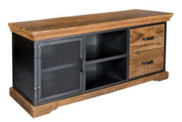 Buttercup Farm Metropolis Industrial Tv Media Unit - Metal/acacia Solid Wood - L45 X W140 X H60 Cm