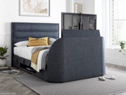 Europa Kirkby Tv Bed Frame: Upholstered Slate Grey Fabric With Hidden Tv Ottoman Storage - thumbnail 3