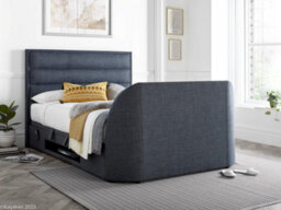 Europa Kirkby Tv Bed Frame: Upholstered Slate Grey Fabric With Hidden Tv Ottoman Storage - thumbnail 2