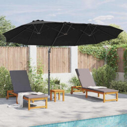 Berkfield Modern Garden Cantilever Parasol Black Powder-Coated Steel - thumbnail 4