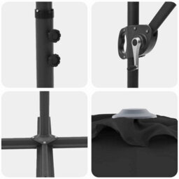 Berkfield Modern Garden Cantilever Parasol Black Powder-Coated Steel - thumbnail 9