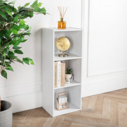 Home Treats Cube Bookshelf 3 Tier Storage Organiser White Wooden Shelving Display Open Bookcase For Home Living Room Office Bedroom Furniture - thumbnail 7