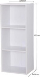 Home Treats Cube Bookshelf 3 Tier Storage Organiser White Wooden Shelving Display Open Bookcase For Home Living Room Office Bedroom Furniture - thumbnail 2