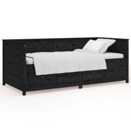 Vidaxl Day Bed Without Mattress Black 75X190 Cm Small Single Solid Wood Pine - thumbnail 2