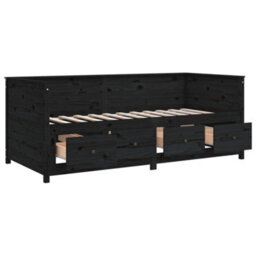 Vidaxl Day Bed Without Mattress Black 75X190 Cm Small Single Solid Wood Pine - thumbnail 8