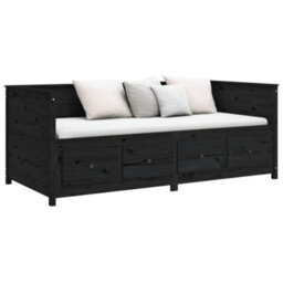 Vidaxl Day Bed Without Mattress Black 75X190 Cm Small Single Solid Wood Pine - thumbnail 6