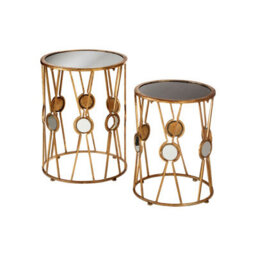 Orsina Elegant Set Of 2 Cross Design Rounded Tables, Versatile Side Tables By Couch For Indoor, Sleek Lounge Table - thumbnail 2