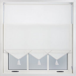 Furnished Luxury Linen Roller Blinds With Triangle Edge, Trimmable - White (W)50Cm X (L)165Cm - thumbnail 1