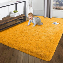 Ameha Ochre Non Slip Shaggy Rug Extra Large Area Bedroom 200X290 Cm Carpet Super Soft Living Room Rugs - thumbnail 6