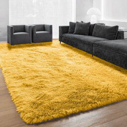 Ameha Ochre Non Slip Shaggy Rug Extra Large Area Bedroom 200X290 Cm Carpet Super Soft Living Room Rugs - thumbnail 3