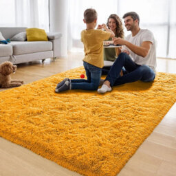 Ameha Ochre Non Slip Shaggy Rug Extra Large Area Bedroom 200X290 Cm Carpet Super Soft Living Room Rugs - thumbnail 2