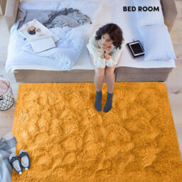 Ameha Ochre Non Slip Shaggy Rug Extra Large Area Bedroom 200X290 Cm Carpet Super Soft Living Room Rugs - thumbnail 8