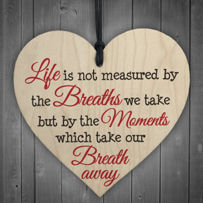 Red Ocean Life Best Moments Wooden Hanging Heart Plaque Gift Sign - image 1