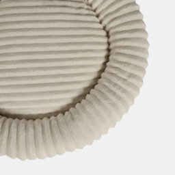 OHS Faux Fur Ribbed Round Donut Pet Bed Washable Calming Dog Beds, Cream - thumbnail 3
