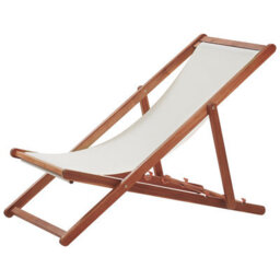 Beliani Folding Deck Chair Anzio With Replacement Fabrics Acacia Wood Dark Brown - thumbnail 5