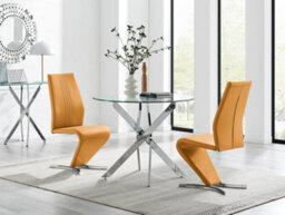 Furniturebox Uk Novara 100Cm Round Dining Table & 2 Mustard Willow Chairs - thumbnail 1