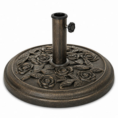 Shopnbits 9Kg Cast Iron Effect Parasol Base Heavy Duty Garden Umbrella Stand Patio Outdoor Bronze 50mm - image 1