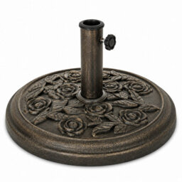 Shopnbits 9Kg Cast Iron Effect Parasol Base Heavy Duty Garden Umbrella Stand Patio Outdoor Bronze 50mm - thumbnail 1