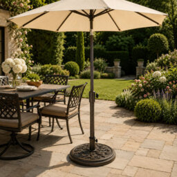Shopnbits 9Kg Cast Iron Effect Parasol Base Heavy Duty Garden Umbrella Stand Patio Outdoor Bronze 50mm - thumbnail 2