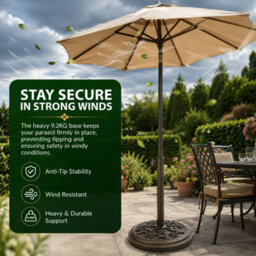 Shopnbits 9Kg Cast Iron Effect Parasol Base Heavy Duty Garden Umbrella Stand Patio Outdoor Bronze 50mm - thumbnail 8