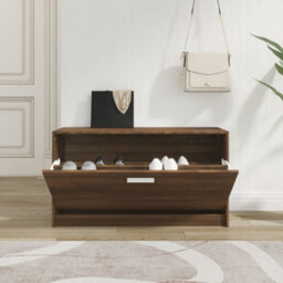 Berkfield Shoe Bench Brown Oak 80X24X45 Cm Engineered Wood - thumbnail 3