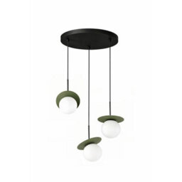 Luminosa Lighting Luminosa Aura Cluster Pendant Ceiling Light Black, Green White Glass Shade 3X E27 - thumbnail 1
