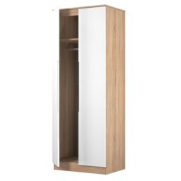 Messina Ready Assembled Modern White & Oak Tall Double Wardrobe (H)1970mm (W)770mm (D)530mm - thumbnail 3