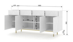 Arte Kairo Sideboard Cabinet In White Matt W1800mm X H840mm X D410mm - thumbnail 3
